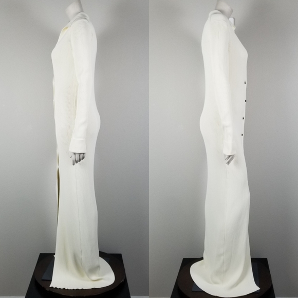 Gauge81 Rubi Luxury Minimalist Ribbed Knit Sweater Ivory Maxi Dress Size Medium - Picture 3 of 16